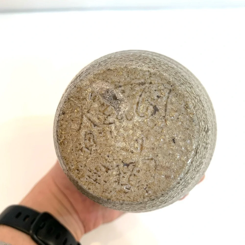 Signed Stoneware Heart Vase Crock Marked “KP”